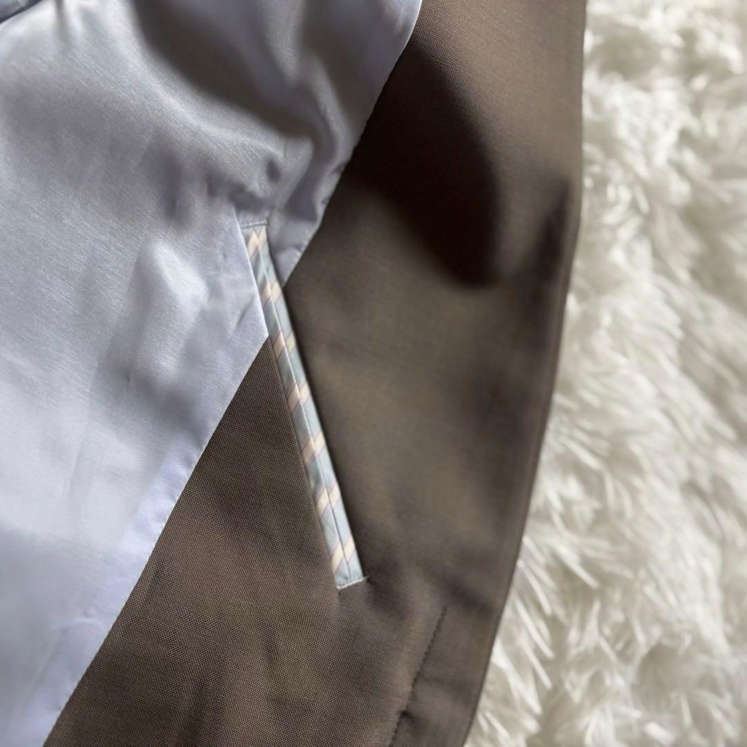 【大きい】グリーンレーベルリラクシング　パンツスーツ　L　ノーカラー　ブラウン