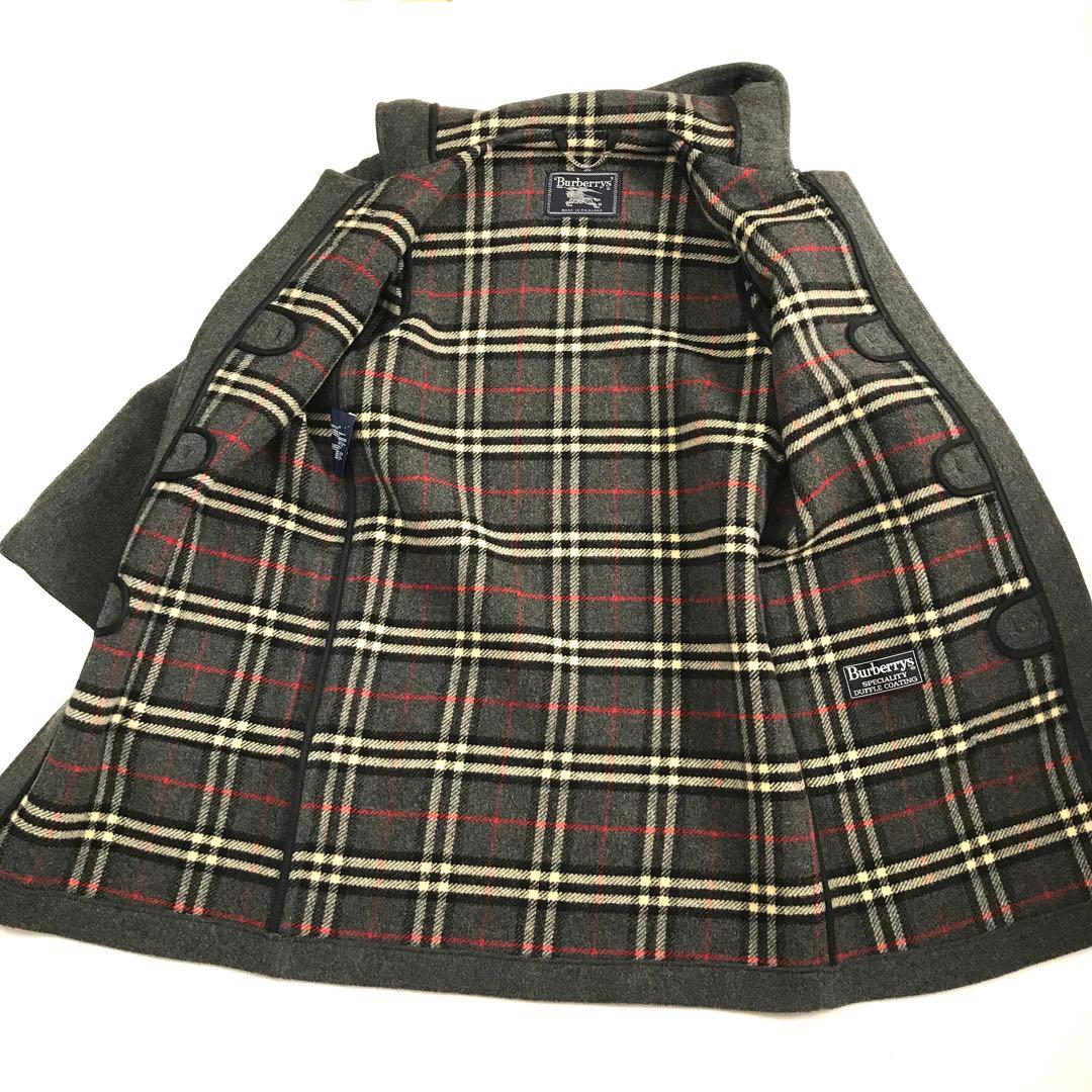 バーバリー Burberrys ダッフルコート グレー ウール ノバチェック