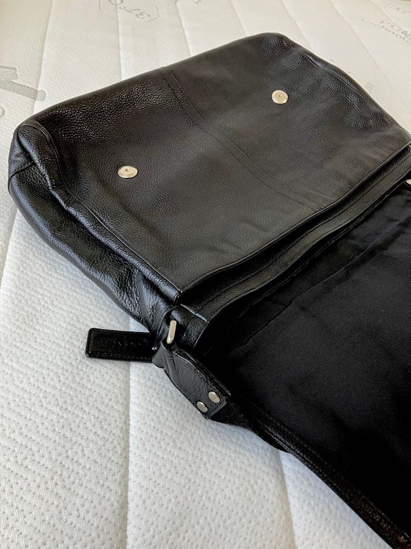 COACH レザー ショルダーバッグ 本革 フラップ 斜めがけ 黒 メンズ