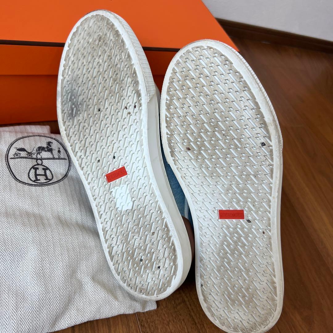 HERMES デニム ホワイト スニーカー42サイズ