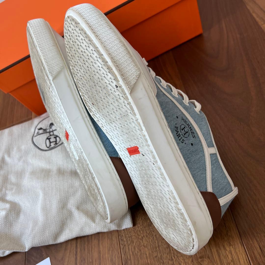 HERMES デニム ホワイト スニーカー42サイズ