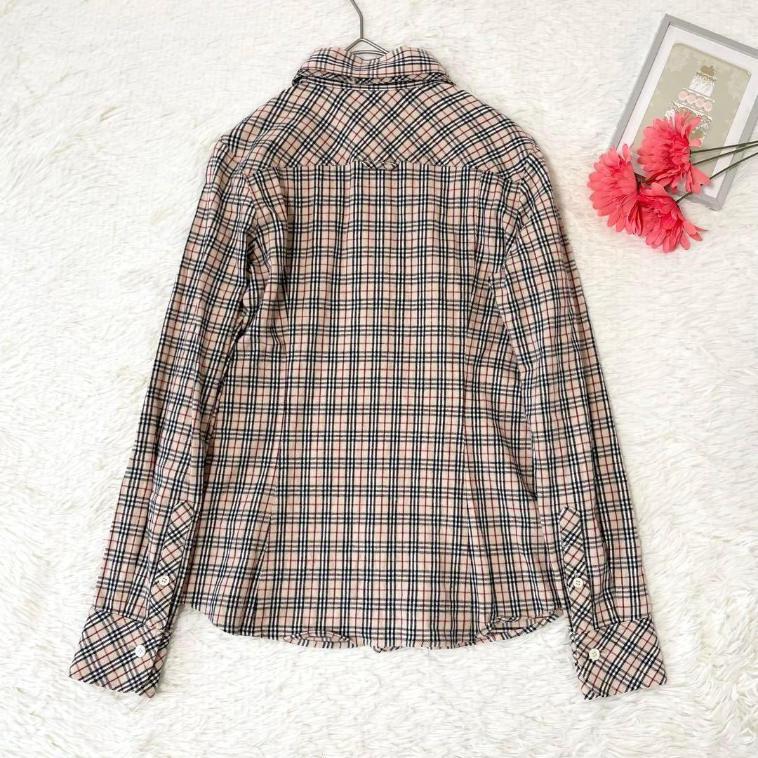 バーバリーブルーレーベル ノバチェック ボウタイリボン ブラウス コットン 36