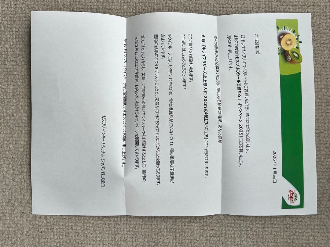 ゼスプリ　A賞　キウイブラザーズ　特大フィギュア