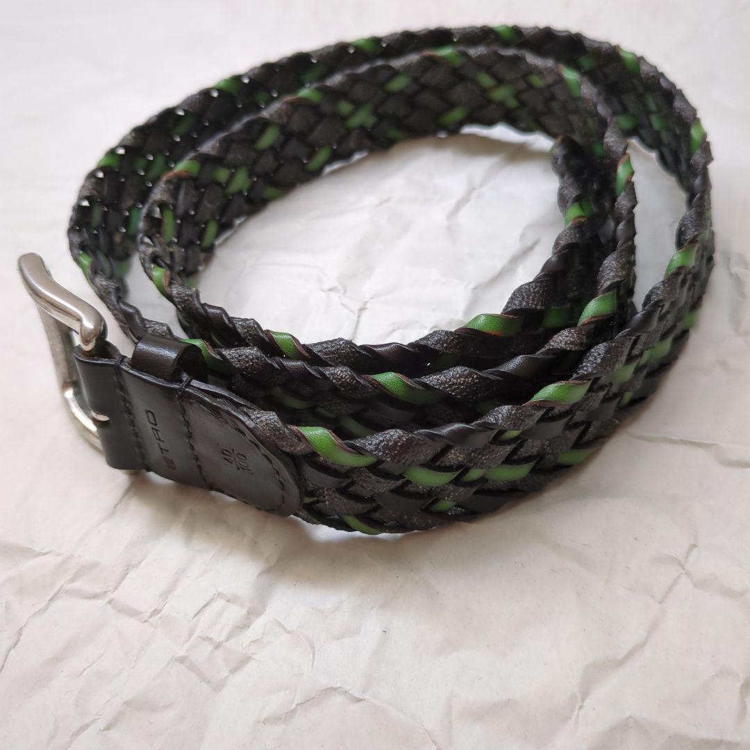 ETROレザー編み込みベルト40/100MADEINITALY　最終価格
