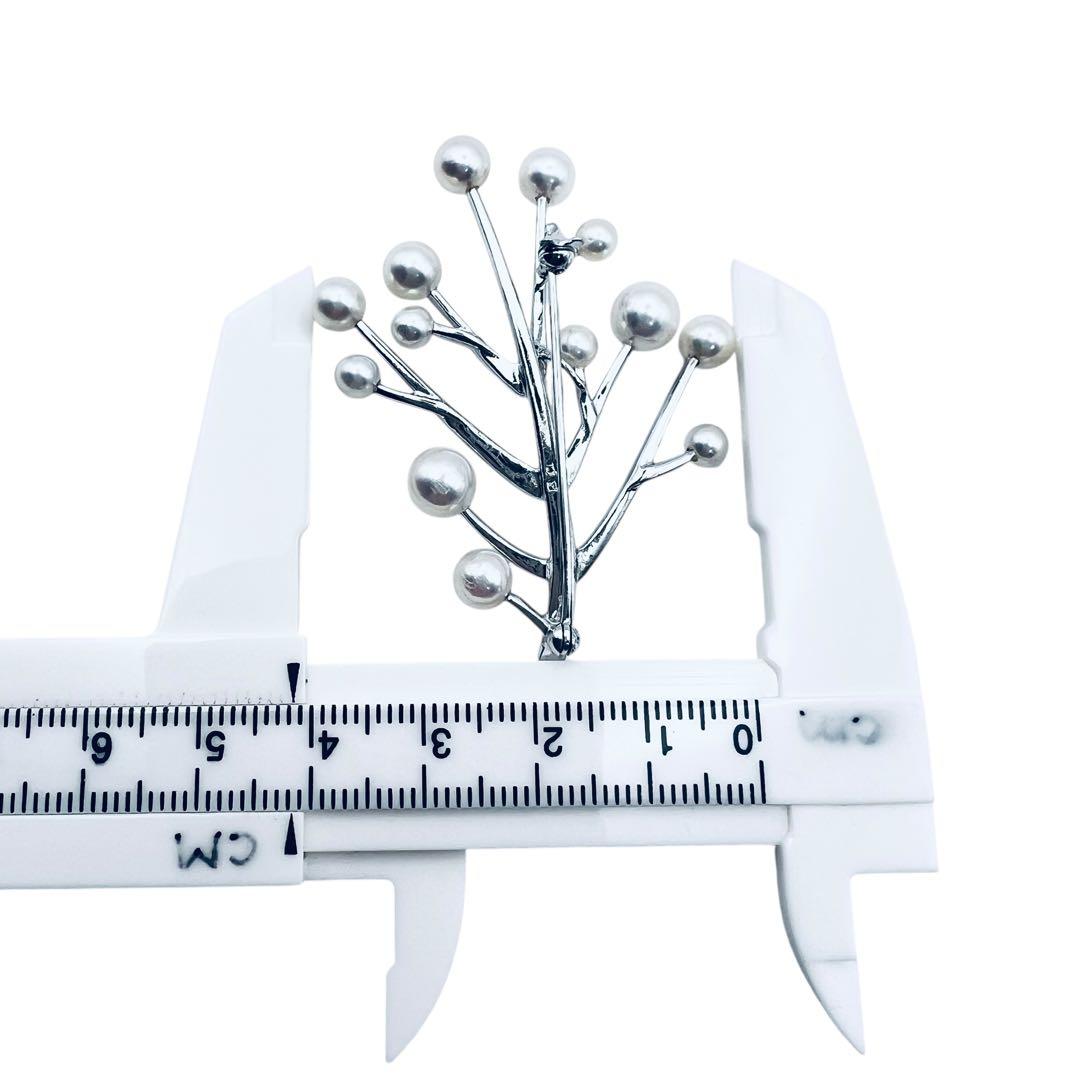 【ミキモトにてクリーニング済】アコヤ　パール　真珠　シルバー　ピンブローチ