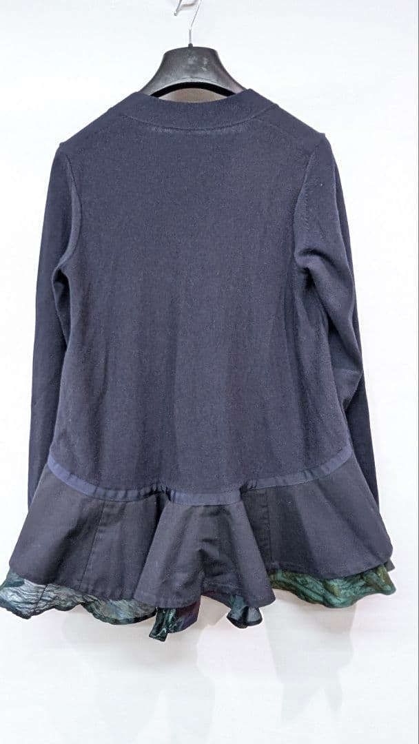 sacai ペプラムコットンカシミヤニットカーディガン ネイビー size１