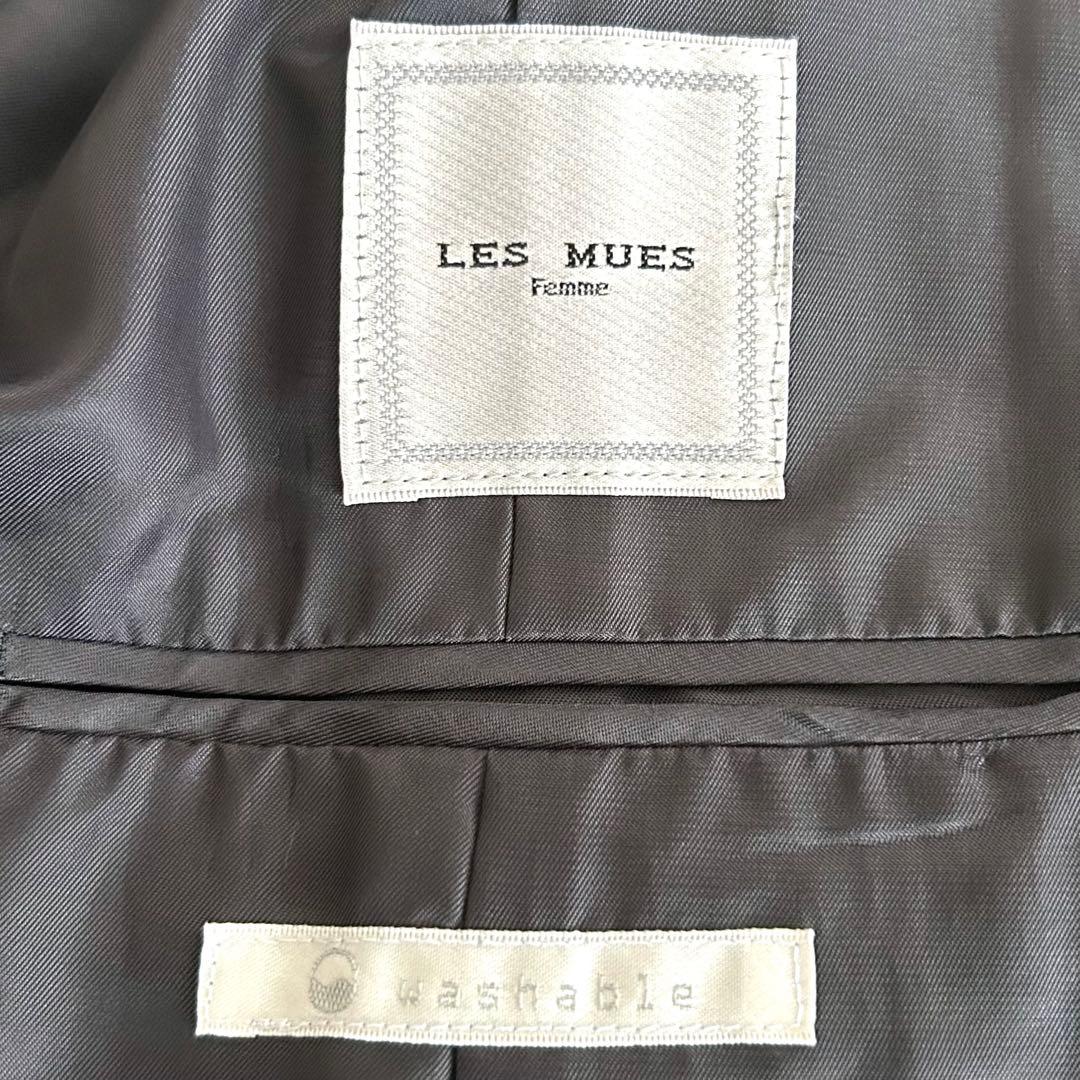 さ*く様 美品 ノーカラーパンツスーツ 洗えるセットアップ 紺 ネイビー M ワ