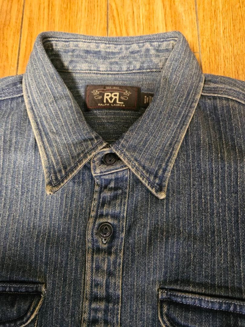 送料無料/新品未使用ヘビーアメリカンRRLヘリンボーンデニムシャツ