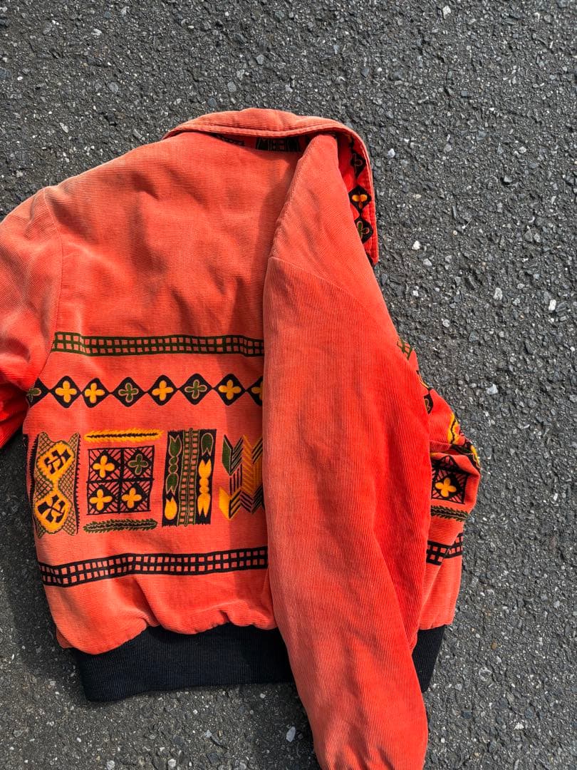 50s プリントコーデュロイ ジャケット ネイティブ柄 スポーツジャケット