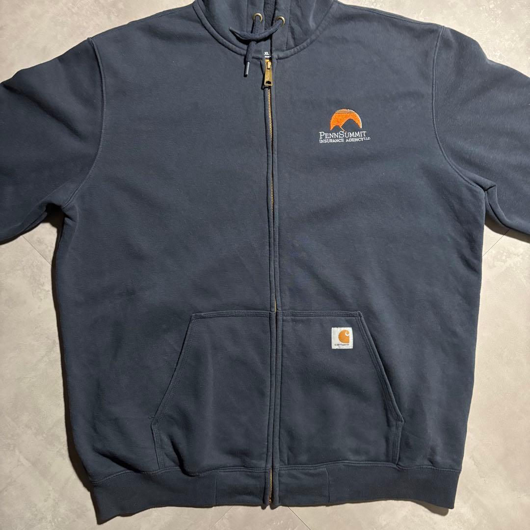 カーハート carhartt パーカー　フルジップ　サンフェード　ネイビー　紺色
