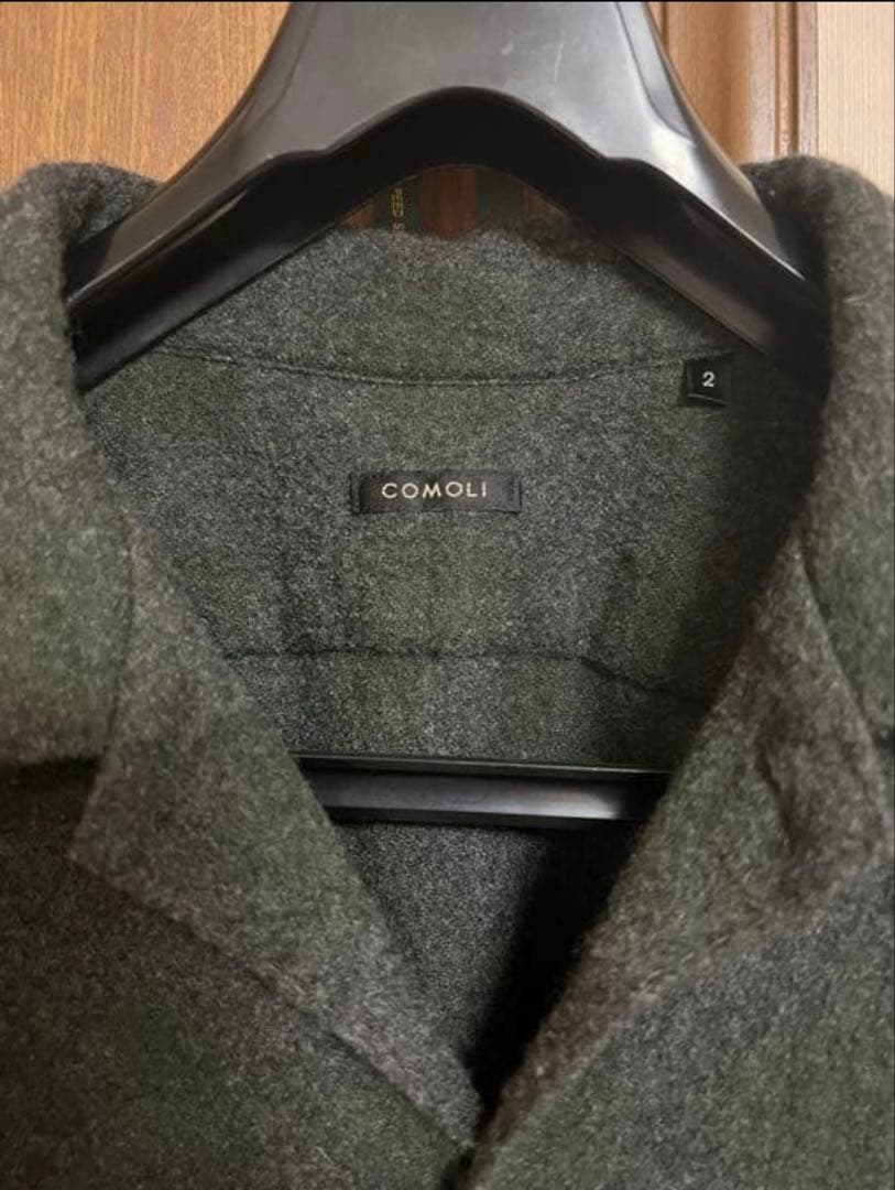 べ*ん様 COMOLI ウールカシミヤ チェック オープンカラーシャツ 2