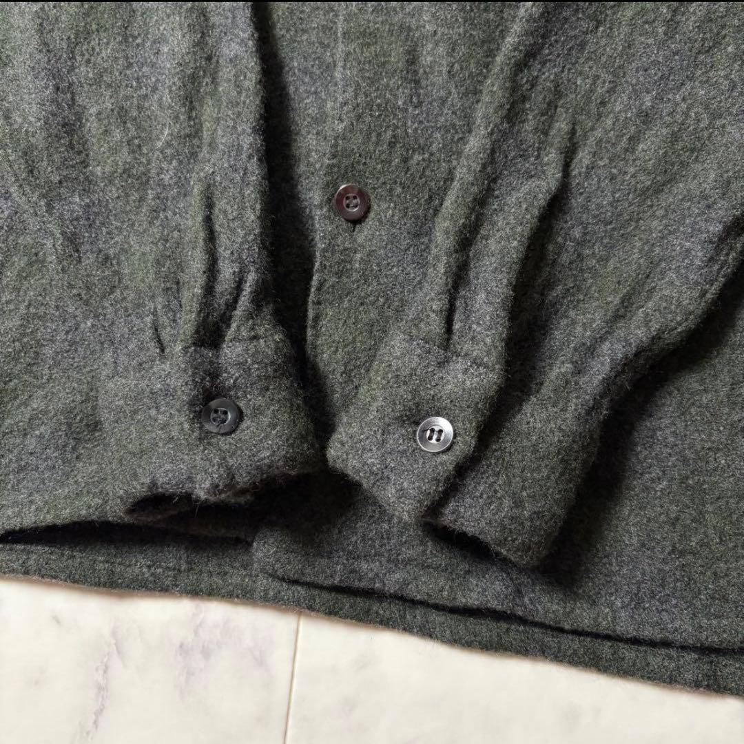 べ*ん様 COMOLI ウールカシミヤ チェック オープンカラーシャツ 2