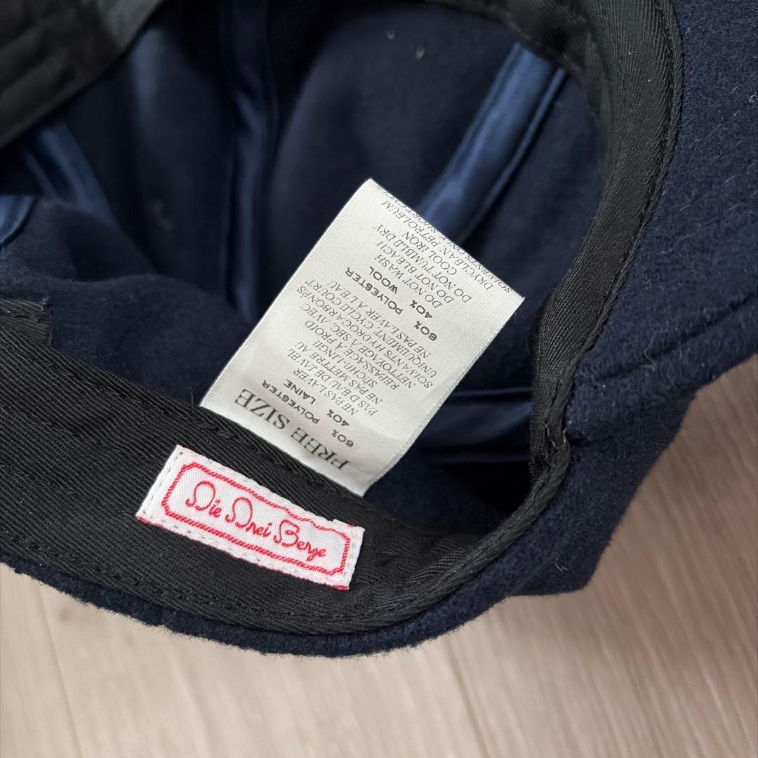 未使用品　DIE DREI BERGE ウールキャップ　ネイビー
