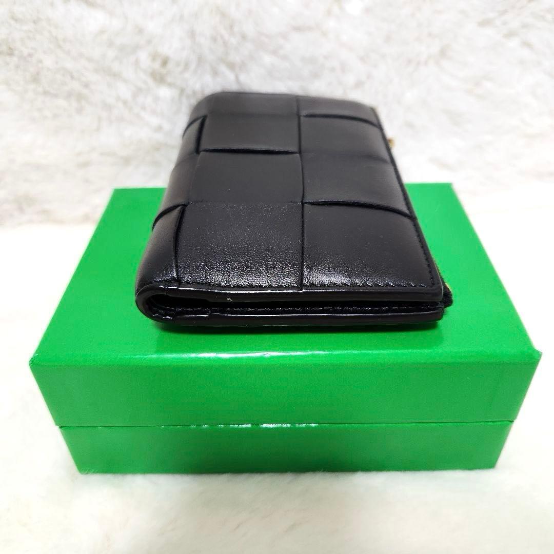 ✨極美品✨ボッテガ　長財布　二つ折り　カセット　ミディアム　レザー　ブラック　黒