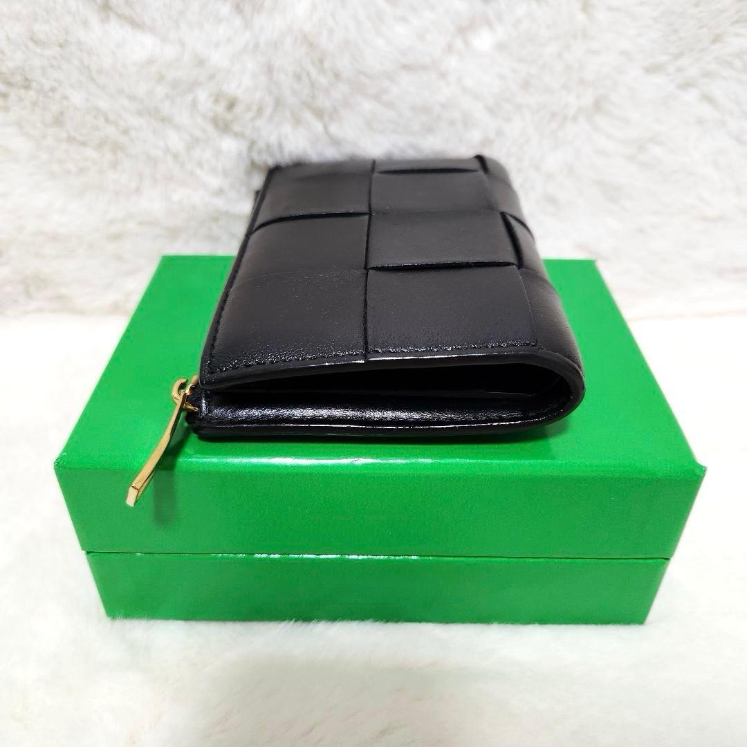 ✨極美品✨ボッテガ　長財布　二つ折り　カセット　ミディアム　レザー　ブラック　黒