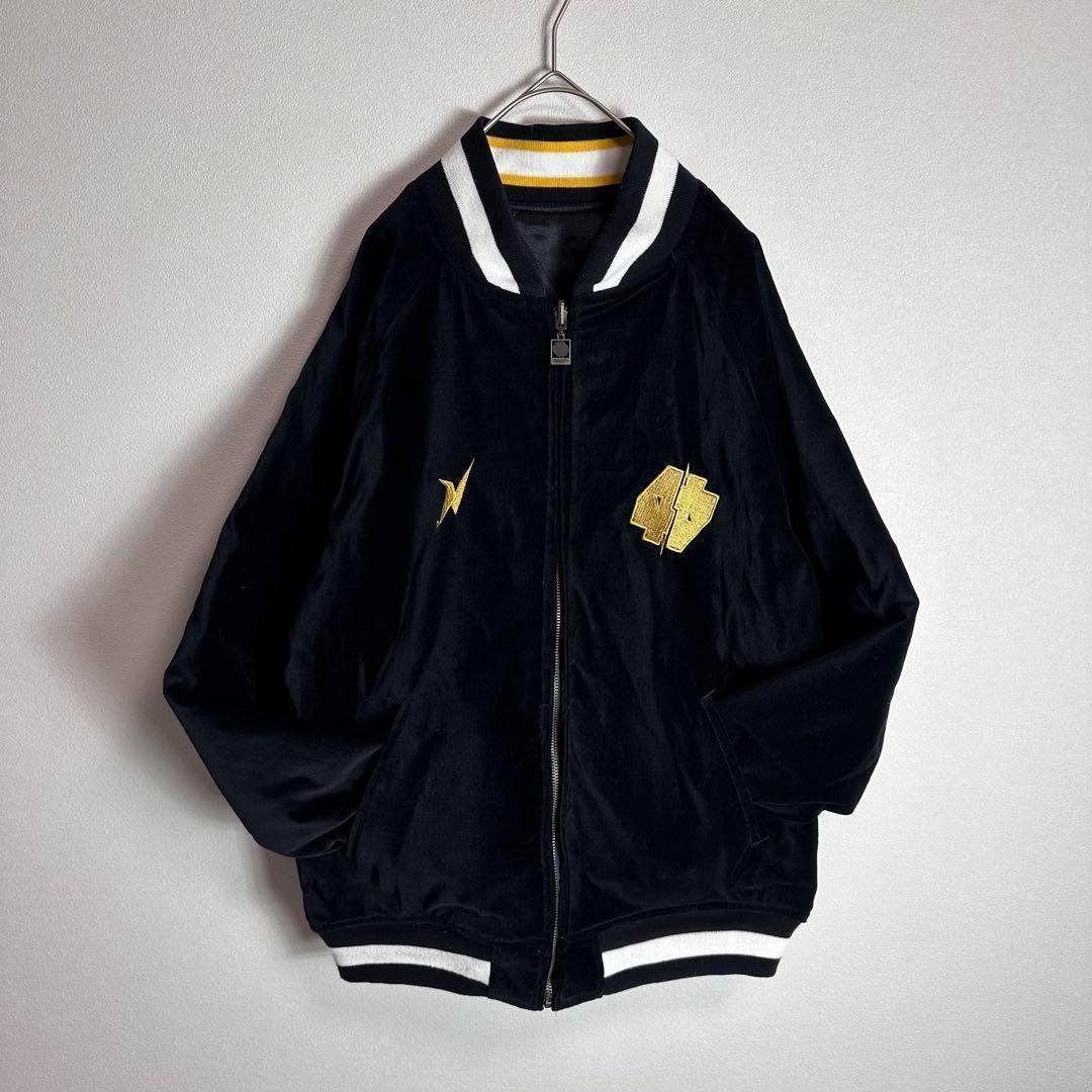 【リバーシブル】スカジャン　別珍　ベロア　キルティング　ブラック　黒　希少　M