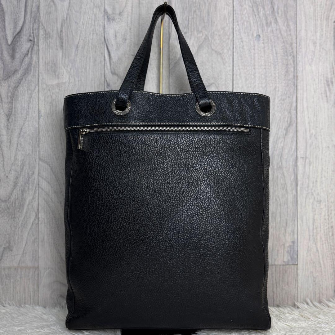 美品♡A4可♡LOEWE ロエベ ロゴ アナグラム レザー トートバッグ 黒