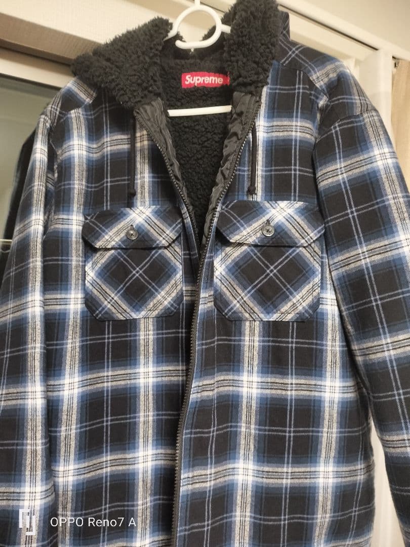 Supreme Hooded Flannel Zip Up Shirt Sサイズ