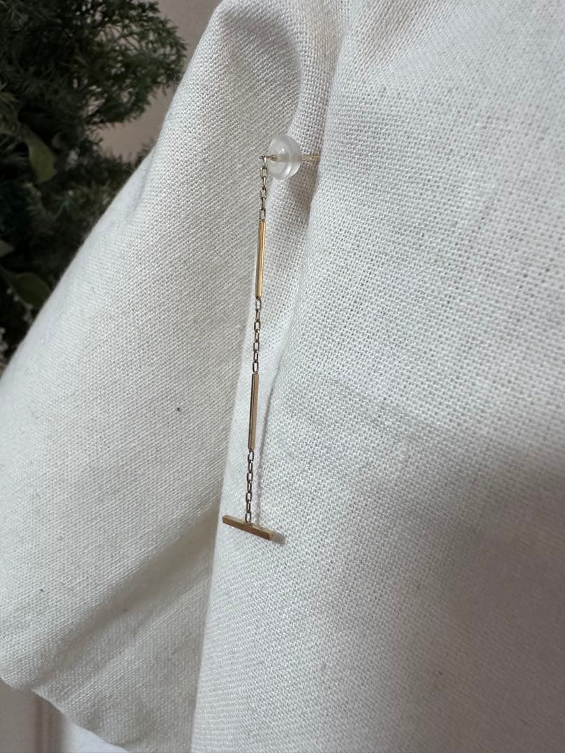 hirotakaヒロタカ　トグルチェーン ピアス　片耳　K10YG 3連