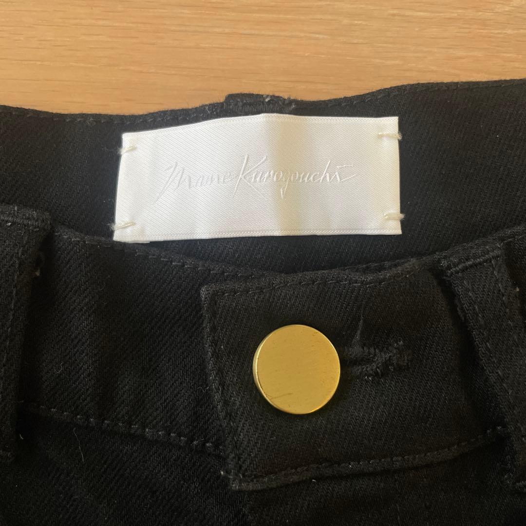 マメクロゴウチ スリムフレアデニムパンツ ブラック サイズ2