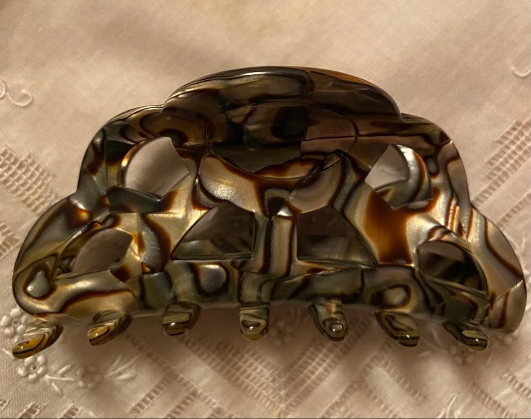 新品未使用品☆アレクサンドルドゥパリ☆ブラウン系マーブルヘアクリップ