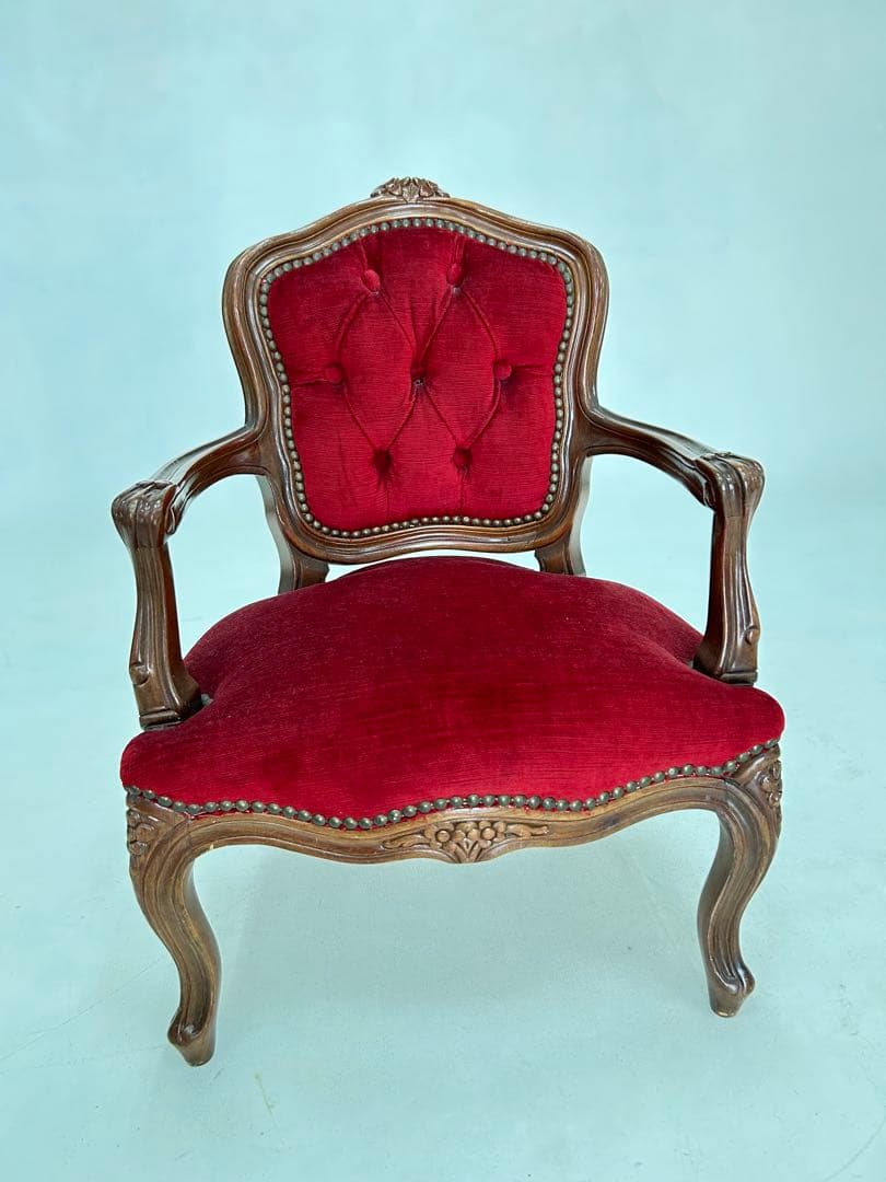 ロココ調アンティーク クラシック 赤いベルベットチェア
