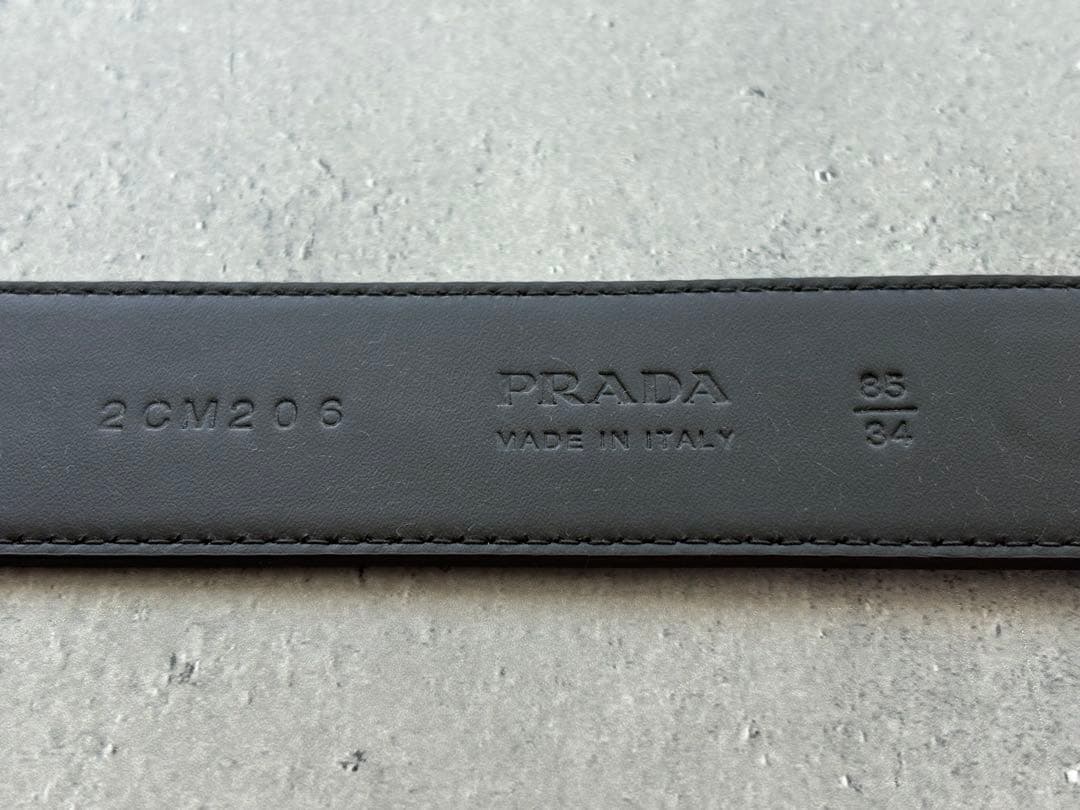 RさまPRADA プラダ サフィアーノレザーバックルベルト ブラック　34/85