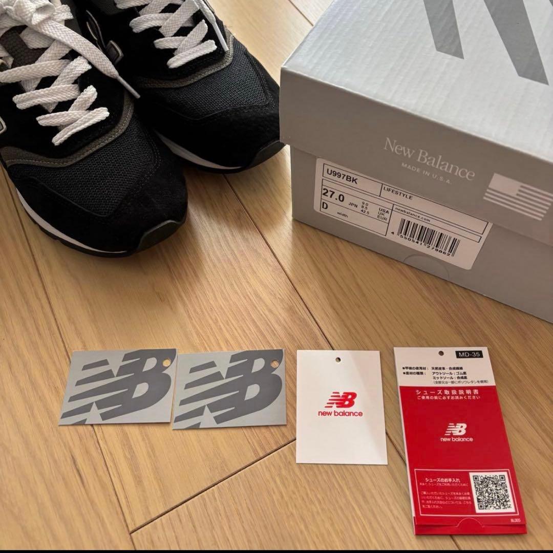 【美品】New Balance U997BK 27cm ワイズD