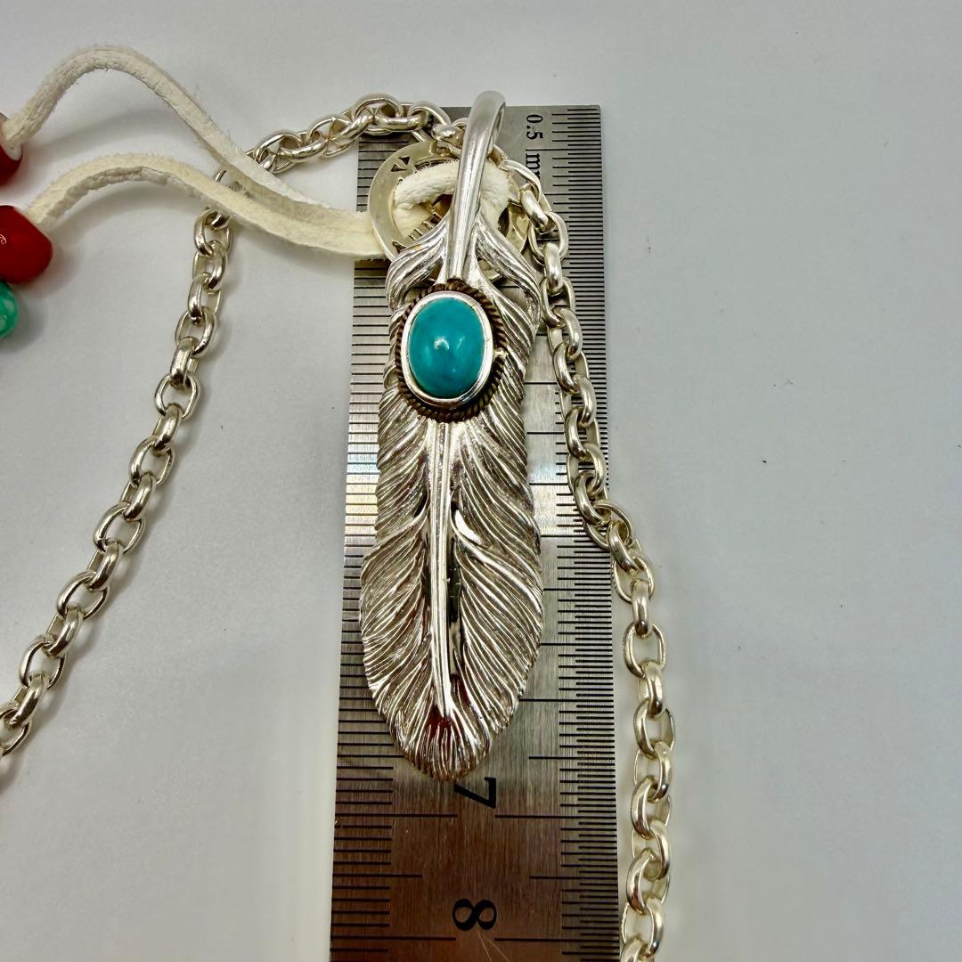 美品　SAAD ターコイズ付きフェザー　ホイール、フックネックレスセット