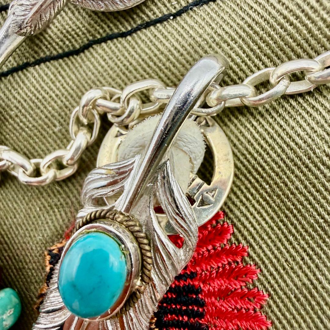 美品　SAAD ターコイズ付きフェザー　ホイール、フックネックレスセット