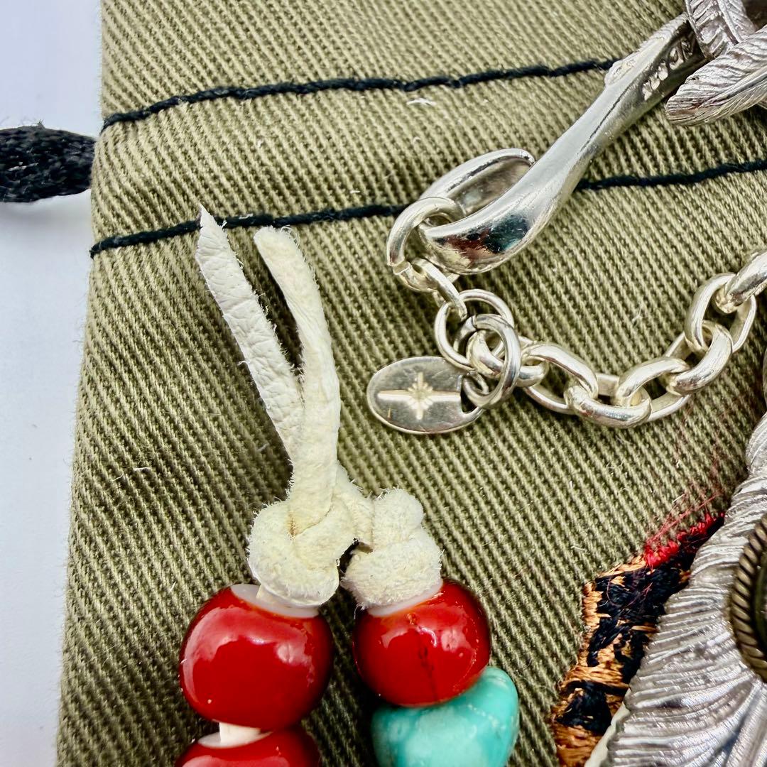 美品　SAAD ターコイズ付きフェザー　ホイール、フックネックレスセット