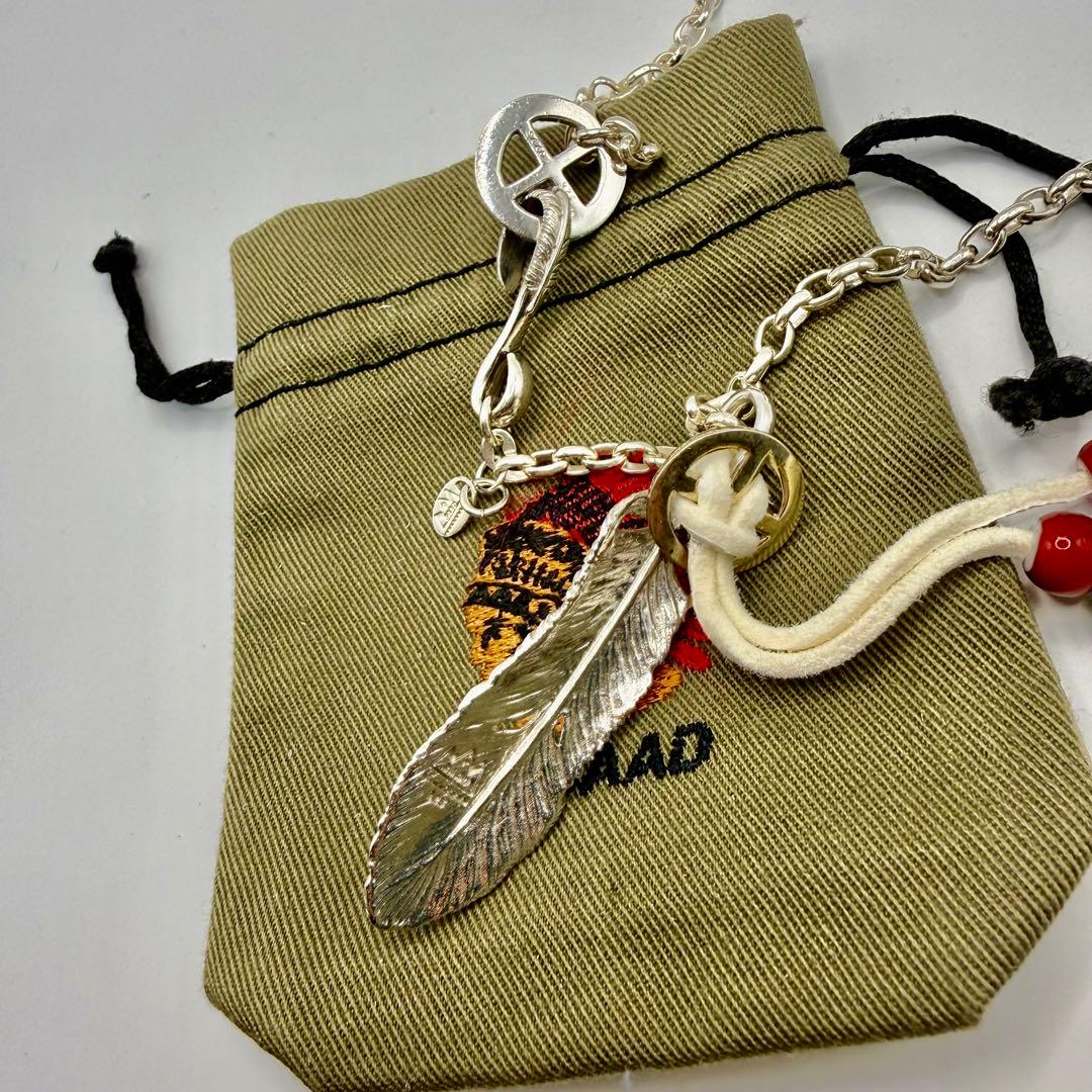 美品　SAAD ターコイズ付きフェザー　ホイール、フックネックレスセット