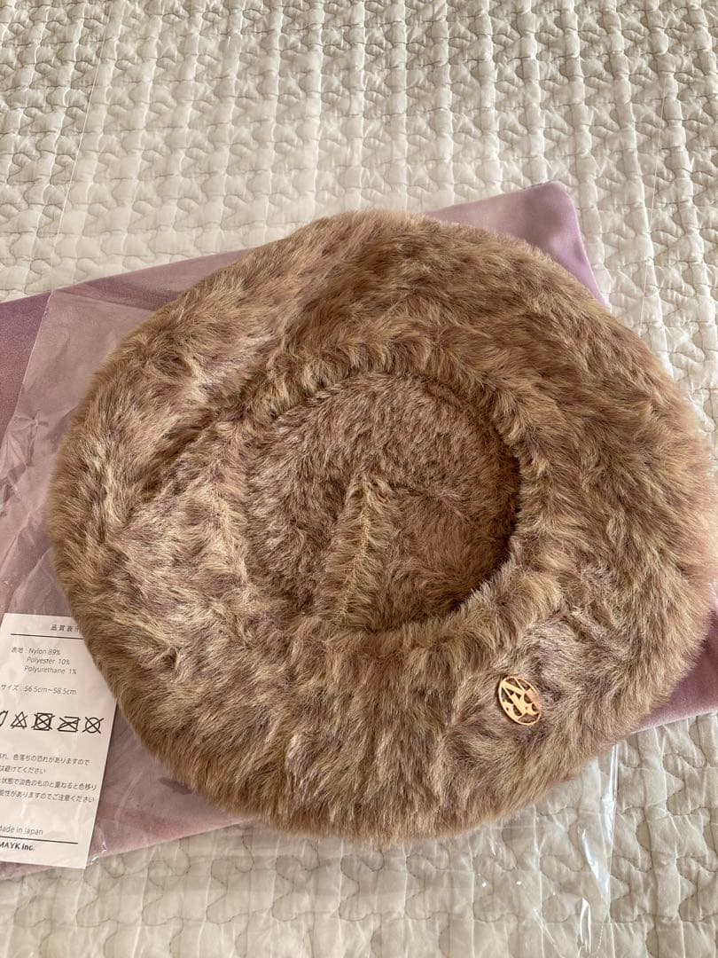 BAREN ベレー帽 シャギー レオパード モカ baren