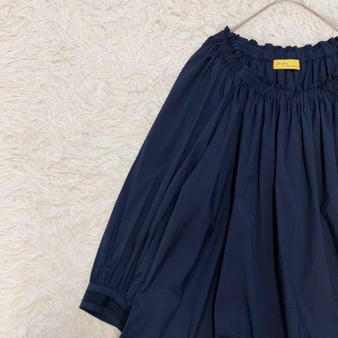 【美品】レリアン 中村江里子 大きいサイズ ギャザーブラウス バルーンスリーブ