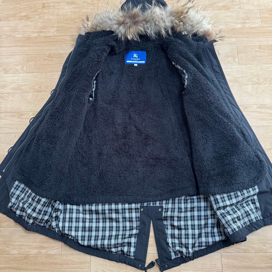 バーバリーブルーレーベル　ボアライナー付き　ファー　モッズコート　40 L 黒