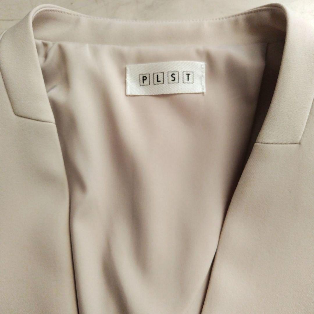 【美品】プラステ セットアップ ノーカラー とろみ素材 洗濯可 上下セット