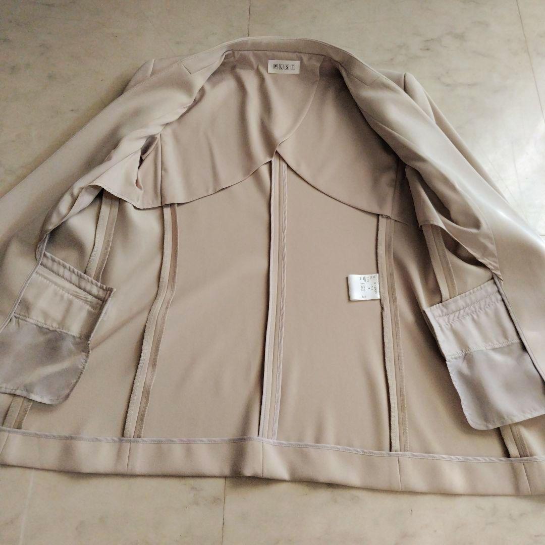 【美品】プラステ セットアップ ノーカラー とろみ素材 洗濯可 上下セット