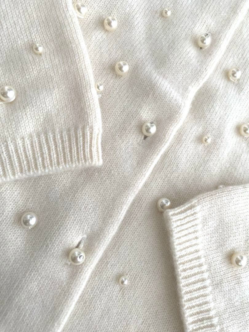 【最終価格！】drawer パール ビーズカーディガン カシミア 定価10万以上
