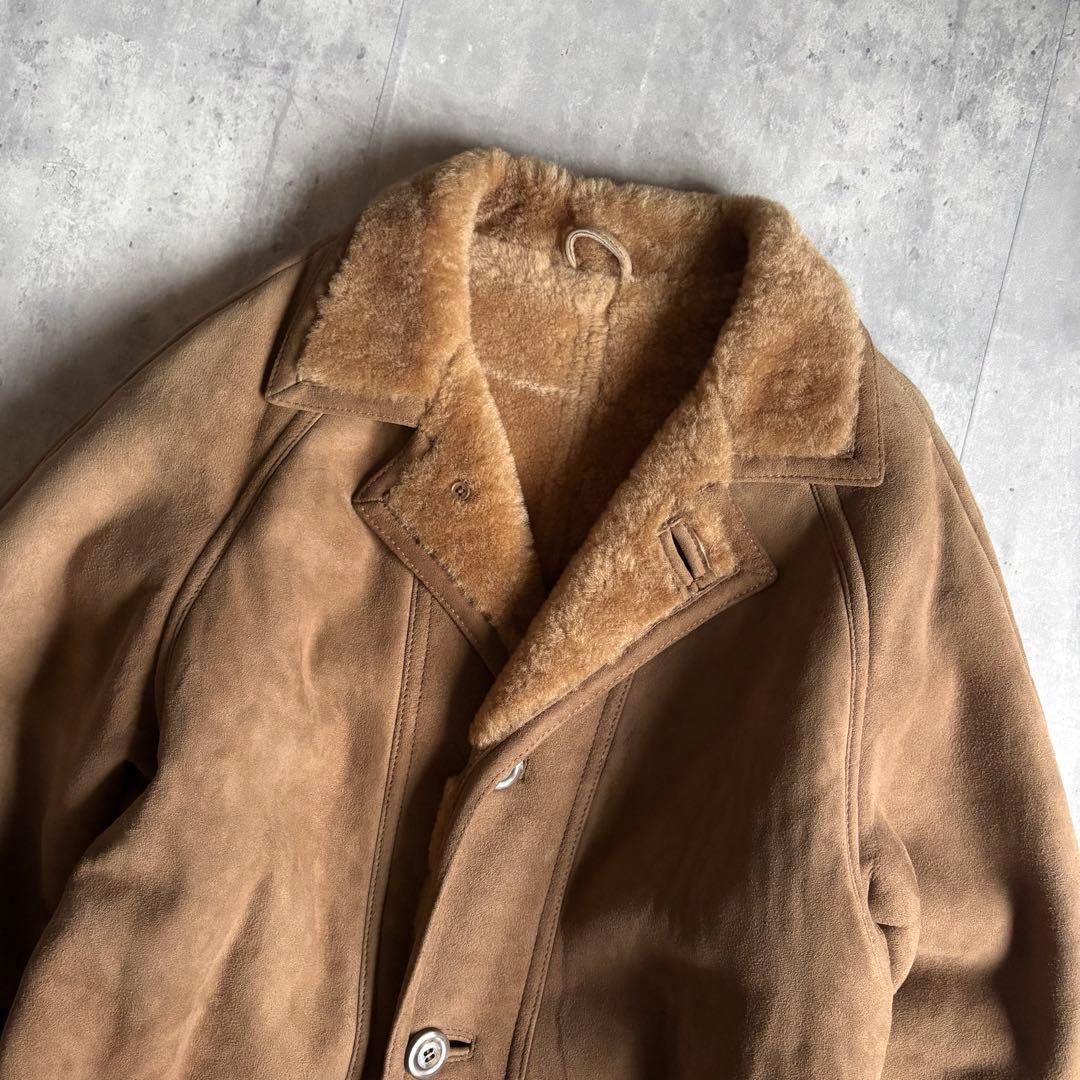 【70s vintage】リアルムートンコート　本革　ヌバックレザー　ユーロ古着