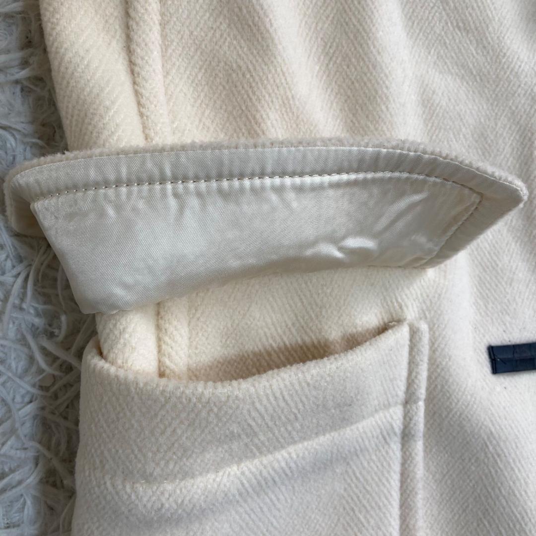 美品✨バーバリーロンドン ダッフルコート フード付 白 ホワイト 40 Lサイズ