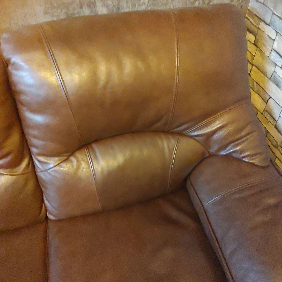 ブラウンレザー2人掛けソファ　引き取りのみ