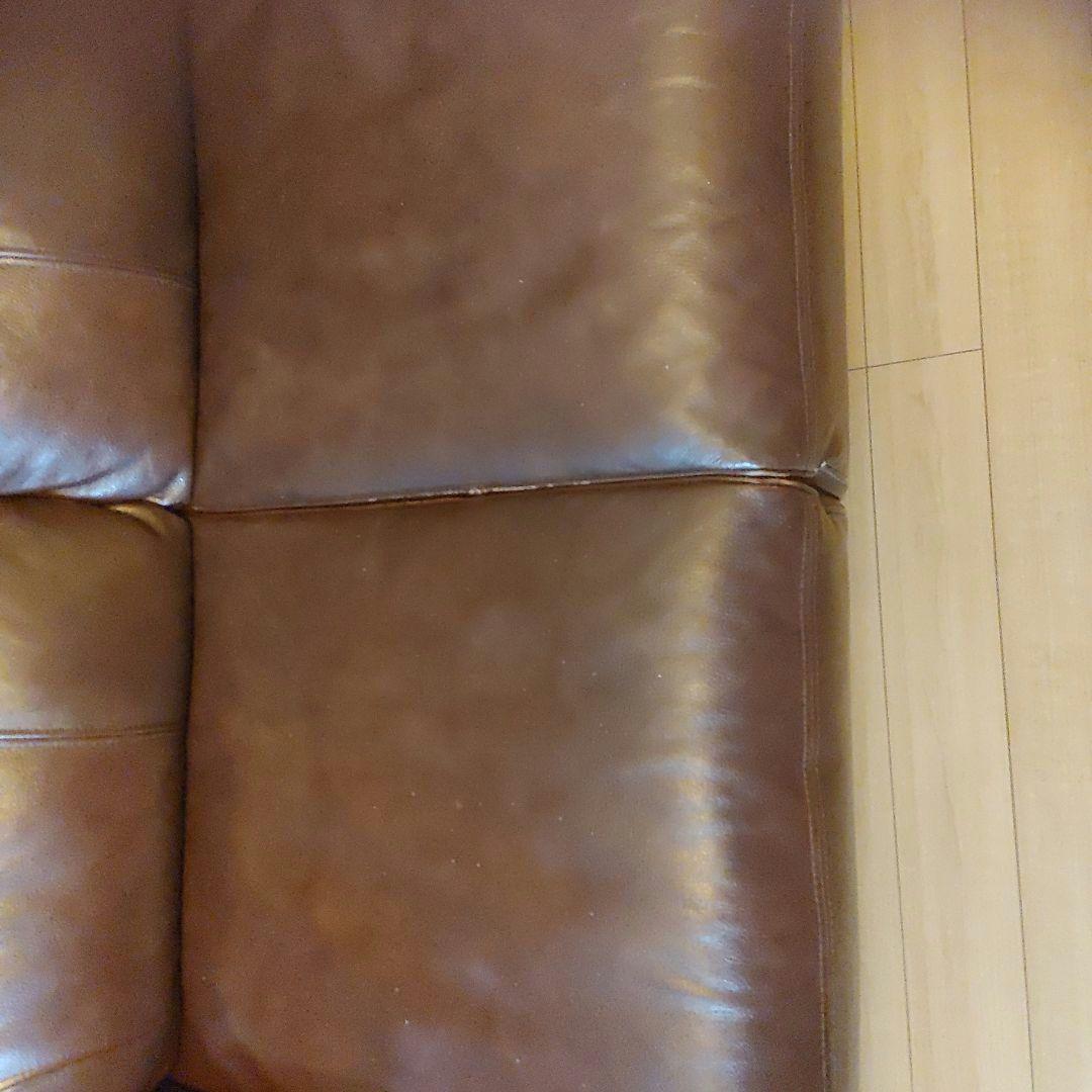 ブラウンレザー2人掛けソファ　引き取りのみ