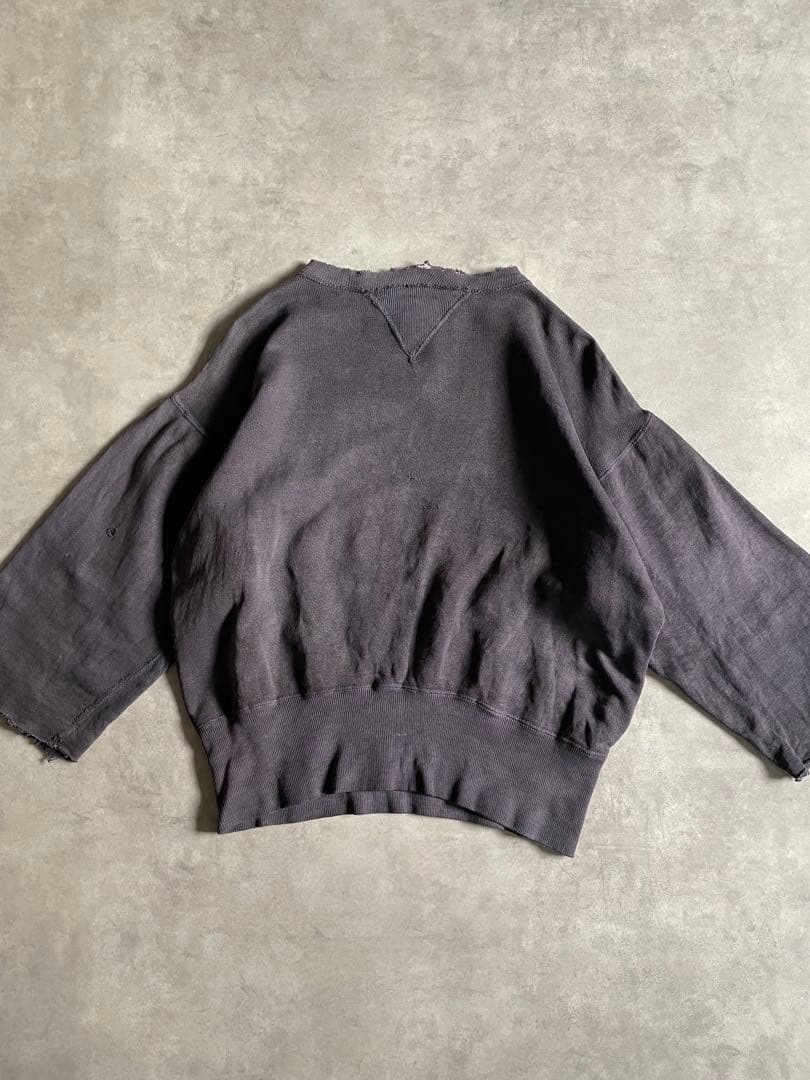 あ*お様 40s 両V ナス紺 スウェット 襤褸