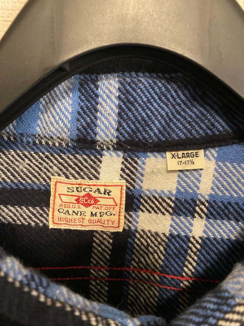 SUGAR ネルシャツ X-LARGE 青・黒・白チェック