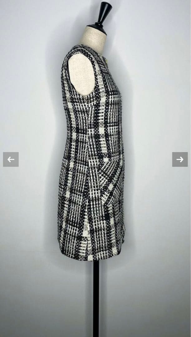 Sheller‪‪❤︎‬フロントZIPツイードドレス