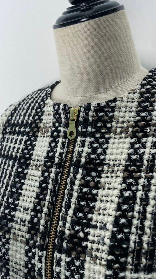 Sheller‪‪❤︎‬フロントZIPツイードドレス