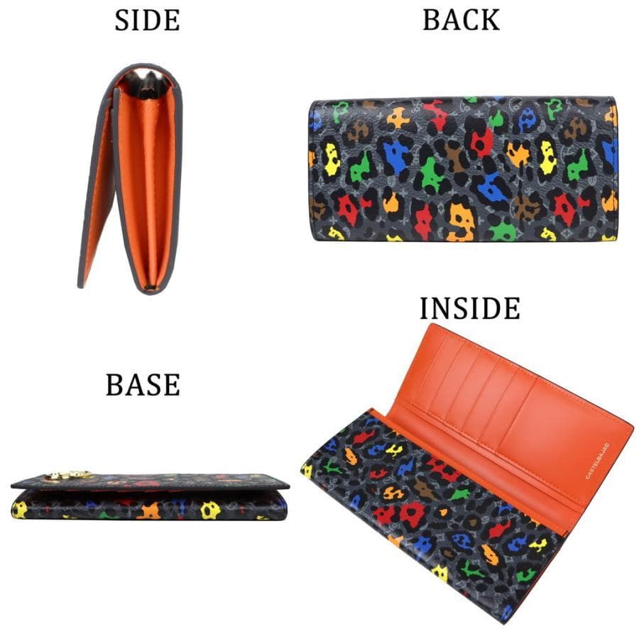 CASTELBAJAC カステルバジャック 牛革 長財布 レオパール ブラック