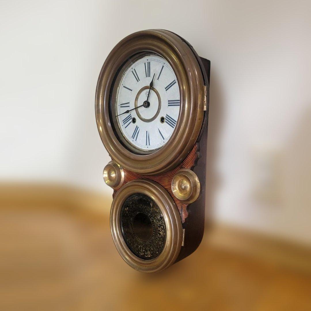 精工舎 掛時計 張り四ツ丸達磨 真鍮枠 明治45年～大正元年頃 ボンボン時計