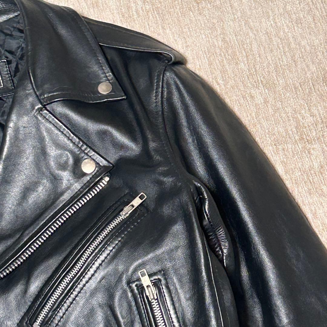 美品　HORN WORKS ダブルライダースジャケット　本革　(L) ブラック