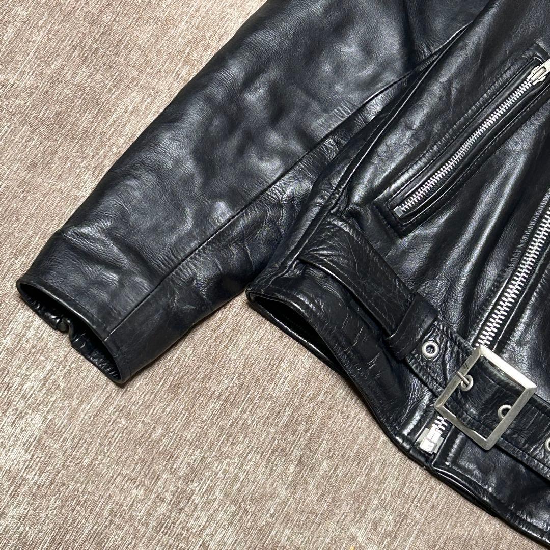 美品　HORN WORKS ダブルライダースジャケット　本革　(L) ブラック